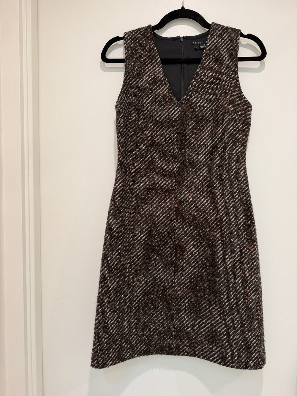 Theory Drikan Tweed Jumper Shift Dress Size 2